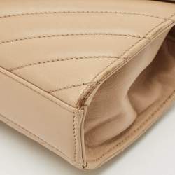 Saint Laurent Beige Chevron Leather Monogram Envelope Shoulder Bag
