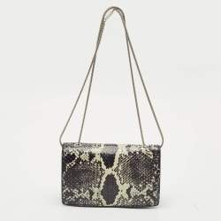 Saint Laurent Black Python and Leather Betty Studded Shoulder Bag