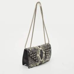 Saint Laurent Black Python and Leather Betty Studded Shoulder Bag
