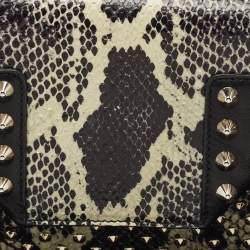 Saint Laurent Black Python and Leather Betty Studded Shoulder Bag