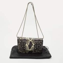 Saint Laurent Black Python and Leather Betty Studded Shoulder Bag
