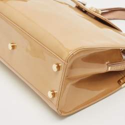 Saint Laurent Beige Patent Leather Uptown Frame Satchel
