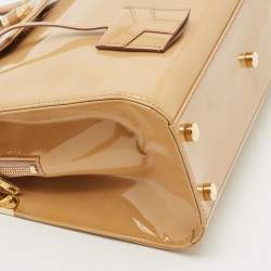 Saint Laurent Beige Patent Leather Uptown Frame Satchel