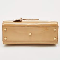 Saint Laurent Beige Patent Leather Uptown Frame Satchel