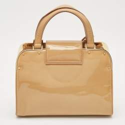Saint Laurent Beige Patent Leather Uptown Frame Satchel