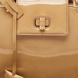 Saint Laurent Beige Patent Leather Uptown Frame Satchel