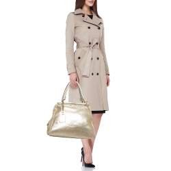 Saint Laurent Gold Textured Leather Medium Majorelle Bag