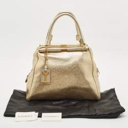 Saint Laurent Gold Textured Leather Medium Majorelle Bag
