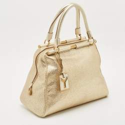 Saint Laurent Gold Textured Leather Medium Majorelle Bag