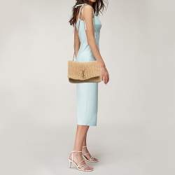 Saint Laurent Beige Raffia Kate Shoulder Bag