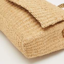 Saint Laurent Beige Raffia Kate Shoulder Bag