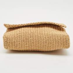 Saint Laurent Beige Raffia Kate Shoulder Bag