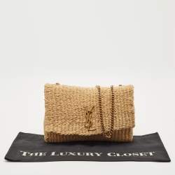 Saint Laurent Beige Raffia Kate Shoulder Bag