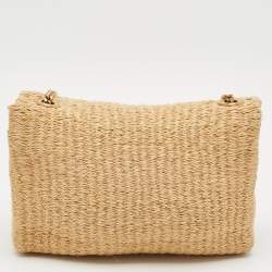 Saint Laurent Beige Raffia Kate Shoulder Bag
