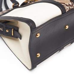 Saint Laurent Black/Beige Leather and Python Small Cabas Chyc Tote
