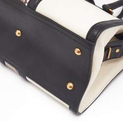 Saint Laurent Black/Beige Leather and Python Small Cabas Chyc Tote