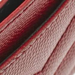 Saint Laurent Red Matelassé Leather Monogram Card Holder