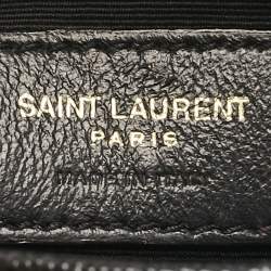 Saint Laurent Black Matelasse Leather Monogram Round Crossbody Bag