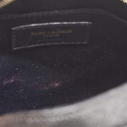 Saint Laurent Black Matelasse Leather Monogram Round Crossbody Bag