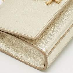 Saint Laurent Gold Leather Small Kate Chain Bag