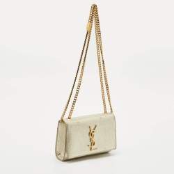 Saint Laurent Gold Leather Small Kate Chain Bag