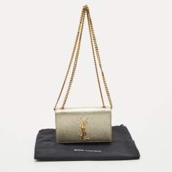Saint Laurent Gold Leather Small Kate Chain Bag
