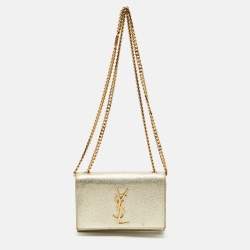 Saint Laurent Gold Leather Small Kate Chain Bag