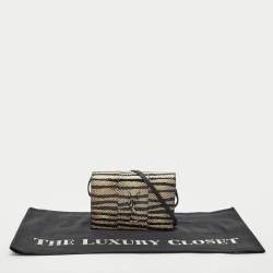 Saint Laurent Black/Cream Zebra Print Snakeskin Kate Strap Wallet