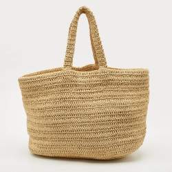Saint Laurent Natural Raffia Rive Gauche Tote