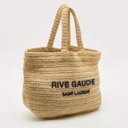 Saint Laurent Natural Raffia Rive Gauche Tote