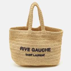 Saint Laurent Natural Raffia Rive Gauche Tote
