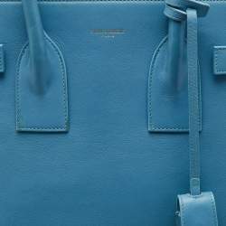 Saint Laurent Light Blue Leather Small Classic Sac De Jour Tote