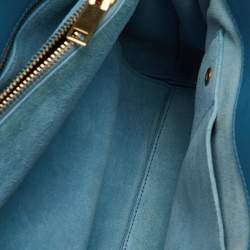 Saint Laurent Light Blue Leather Small Classic Sac De Jour Tote