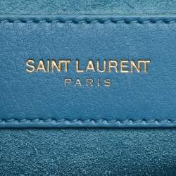 Saint Laurent Light Blue Leather Small Classic Sac De Jour Tote