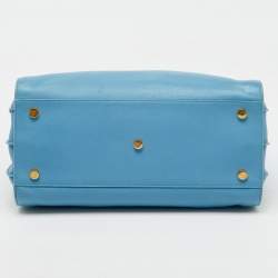 Saint Laurent Light Blue Leather Small Classic Sac De Jour Tote