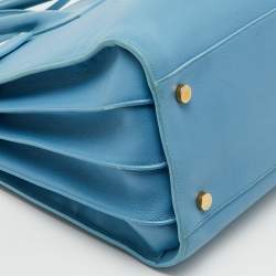 Saint Laurent Light Blue Leather Small Classic Sac De Jour Tote