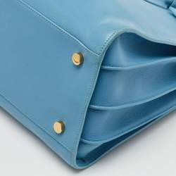 Saint Laurent Light Blue Leather Small Classic Sac De Jour Tote