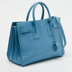 Saint Laurent Light Blue Leather Small Classic Sac De Jour Tote