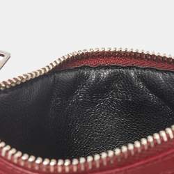 Saint Laurent Burgundy Croc Embossed Leather Zip Card Holder
