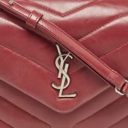 Saint Laurent Red Matelassé Leather Toy Loulou Crossbody Bag