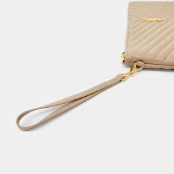 Saint Laurent Paris Beige Leather Monogram Clutch