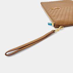 Pre Owned Saint Laurent Paris Brown Leather Monogram Clutch