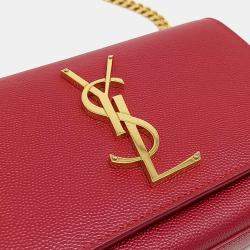 Saint Laurent Paris Red Leather Monogram Mini Crossbody Bag