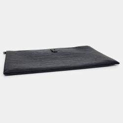 Saint Laurent Paris Black Leather Clutch