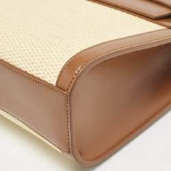 Saint Laurent Brown/Natural Raffia and Leather Manhattan Shoulder Bag