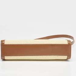 Saint Laurent Brown/Natural Raffia and Leather Manhattan Shoulder Bag