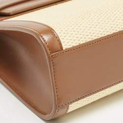 Saint Laurent Brown/Natural Raffia and Leather Manhattan Shoulder Bag