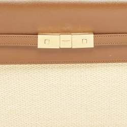 Saint Laurent Brown/Natural Raffia and Leather Manhattan Shoulder Bag