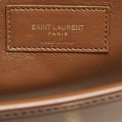 Saint Laurent Brown/Natural Raffia and Leather Manhattan Shoulder Bag