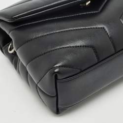 Saint Laurent Black Matelassé Leather Toy Loulou Crossbody Bag